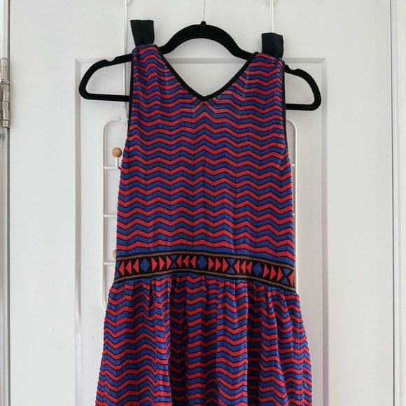 Missoni red, black & blue chevron stripe bow detail dress - size 8 (Medium) - Picture 8 of 11